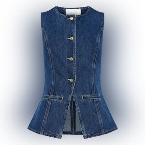 Meshki Abel Denim Button Up Top - Dark Blue